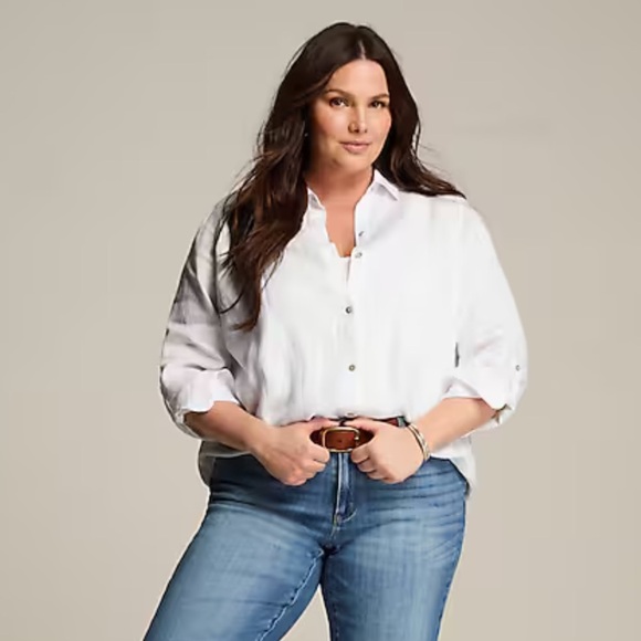 J.Jill Everyday Linen Button-Front Shirt in White - Picture 1 of 9